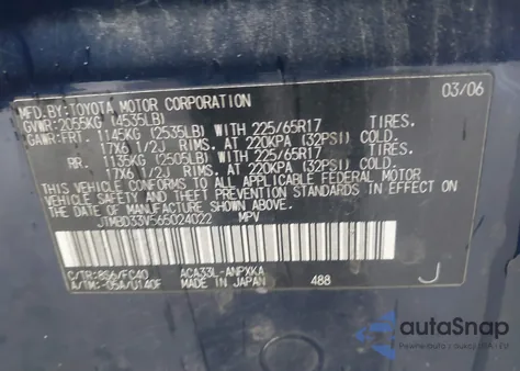 2006 Toyota Rav4 из США, поврежденный, VIN JTMBD33V565024022